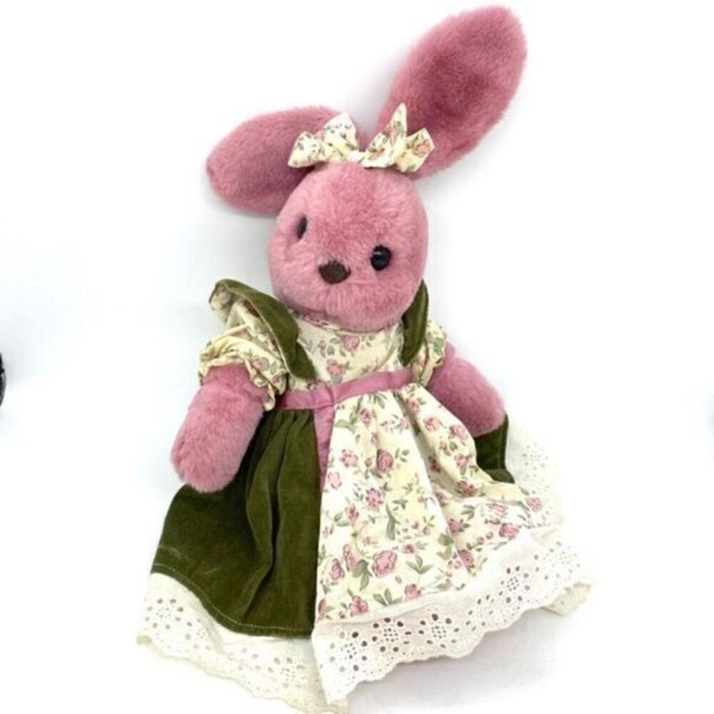 Vintage Commonwealth Bunny Rabbit Easter Velvet Dress Plush Doll